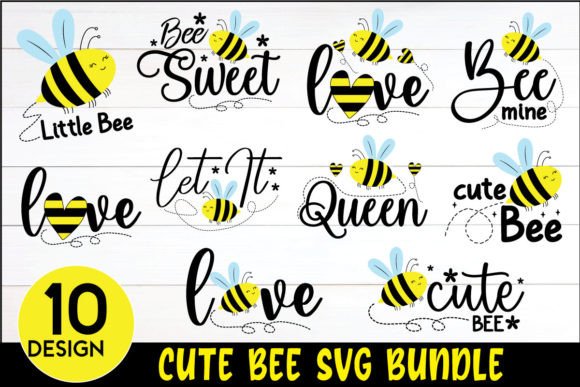 Cute Bee Svg Bundle Graphics for Crafts