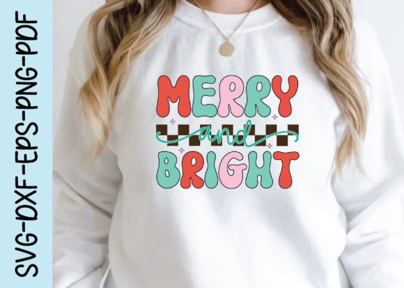 Merry and Bright Retro Christmas Svg